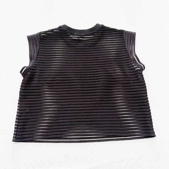 & Other Stories Black Crop Top Striped See Through SZ6 - Picture 6 of 7